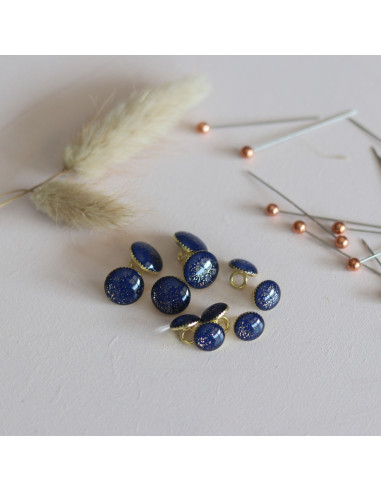 Bottone di stivaletto glitterato oro - Blu marino