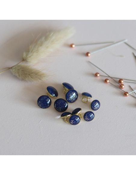 Bottone di stivaletto glitterato oro - Blu marino