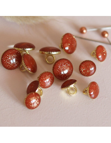 Bottone di stivaletto glitterato oro - Caramello