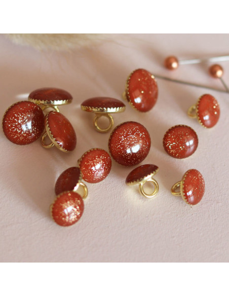 Bottone di stivaletto glitterato oro - Caramello