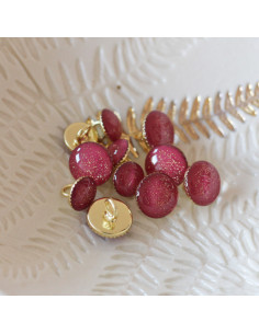 Bottone di stivaletto glitterato oro - Fucsia