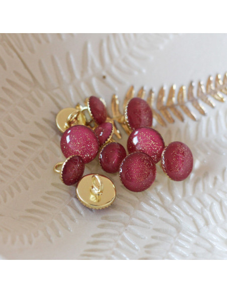 Bottone di stivaletto glitterato oro - Fucsia