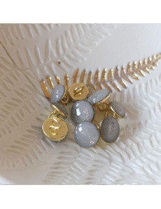 Bottone di stivaletto glitterato oro - Grigio perla