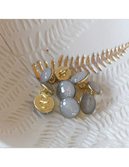 Bottone di stivaletto glitterato oro - Grigio perla