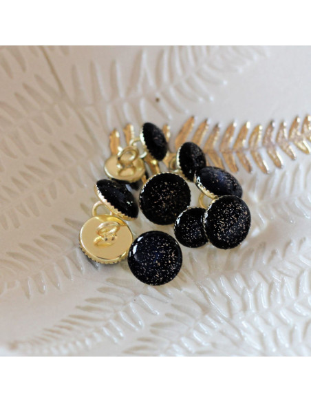 Bottone di stivaletto glitterato oro - Nero