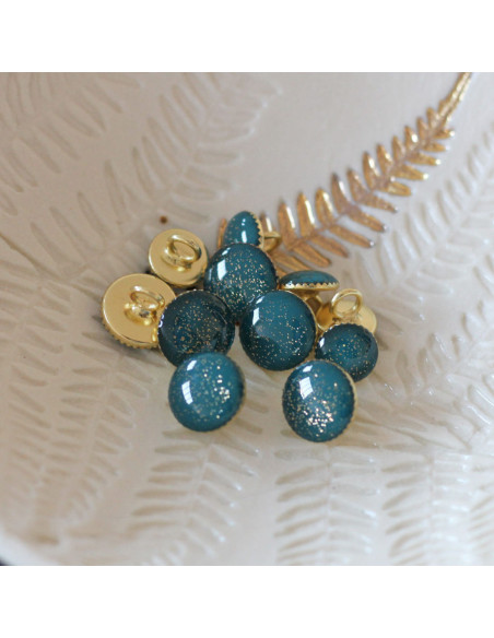 Bottone di stivaletto glitterato oro - Verde abete