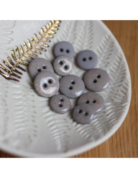 Bottone glitter 2 fori - Grigio