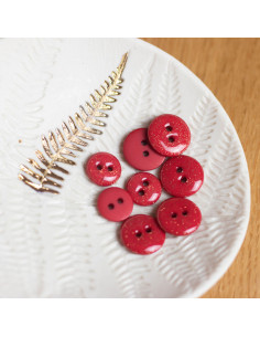 Bottone glitter 2 fori - Rosso