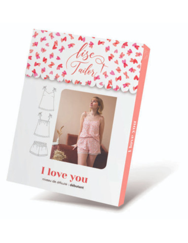 Modello di lingerie caraco e shorty - I love you - Lise Tailor