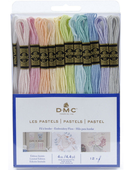 Confezione di 12 matassine di fili da ricamo mouliné DMC - I pastelli