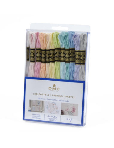 Confezione di 12 matassine di fili da ricamo mouliné DMC - I pastelli