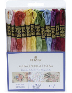 Confezione di 24 matassine di fili da ricamo mouliné DMC - Floreale