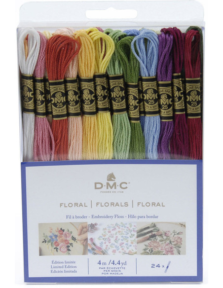 Confezione di 24 matassine di fili da ricamo mouliné DMC - Floreale
