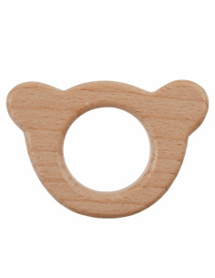 Anello da dentizione in legno - Testa di orsetto