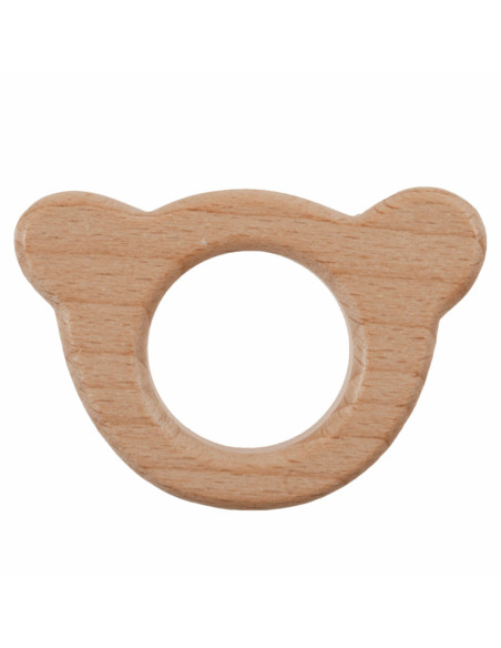 Anello da dentizione in legno - Testa di orsetto