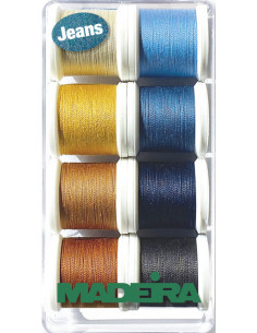 Scatola di 8 rocchetti di filo Special Jeans Aerofil 35 Madeira