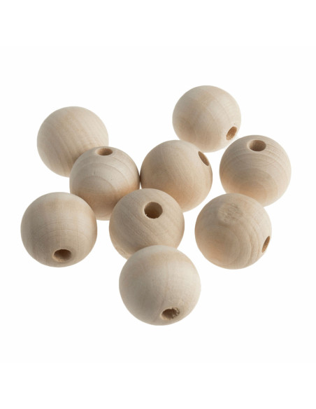 Perle artigianali in legno per macramè - 25 mm