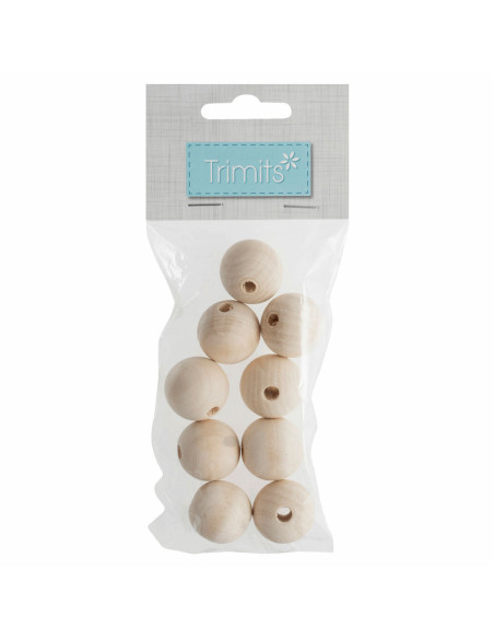 Perle artigianali in legno per macramè - 25 mm