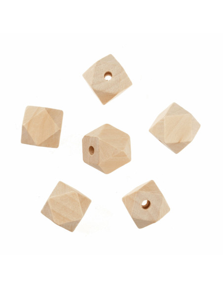 Perle geometriche artigianali in legno per macramè - 20 mm