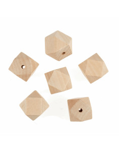 Perle geometriche artigianali in legno per macramè - 30 mm