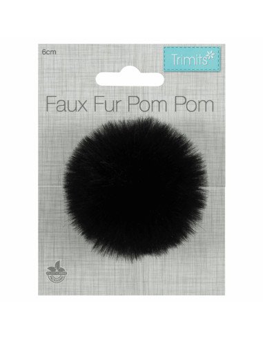 Pompon imitazione pelliccia 6 cm - Nero