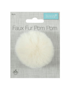 Pompon imitazione pelliccia 6 cm - Crema 2