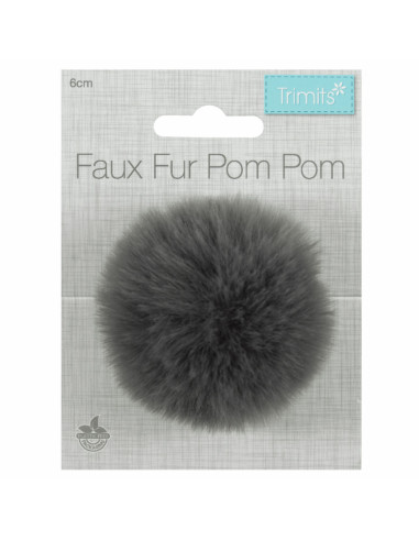 Pompon imitazione pelliccia 6 cm - Grigio