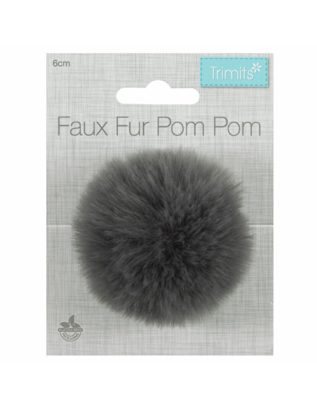 Pompon imitazione pelliccia 6 cm - Grigio