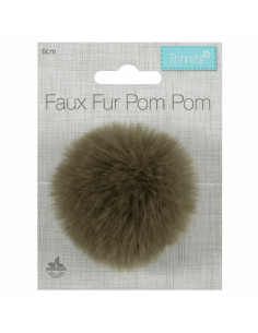 Pompon imitazione pelliccia 6 cm - Kaki 2