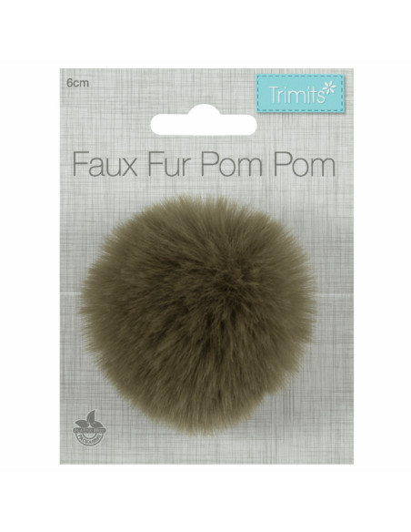 Pompon imitazione pelliccia 6 cm - Kaki