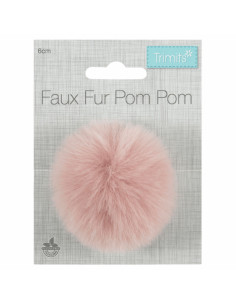 Pompon imitazione pelliccia 6 cm - Rosa chiaro 2