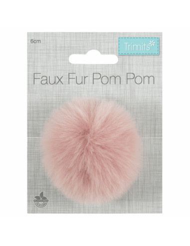 Pompon imitazione pelliccia 6 cm - Rosa chiaro