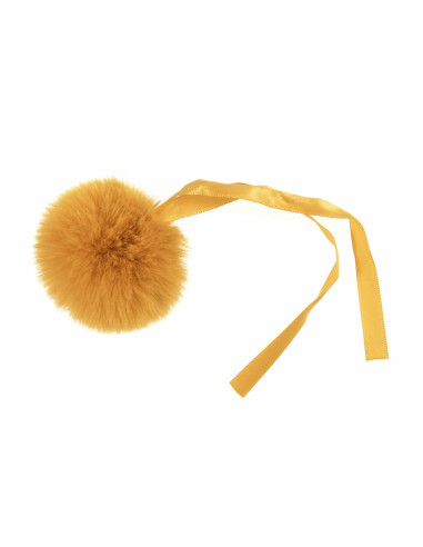 Pompon imitazione pelliccia 6 cm - Senape