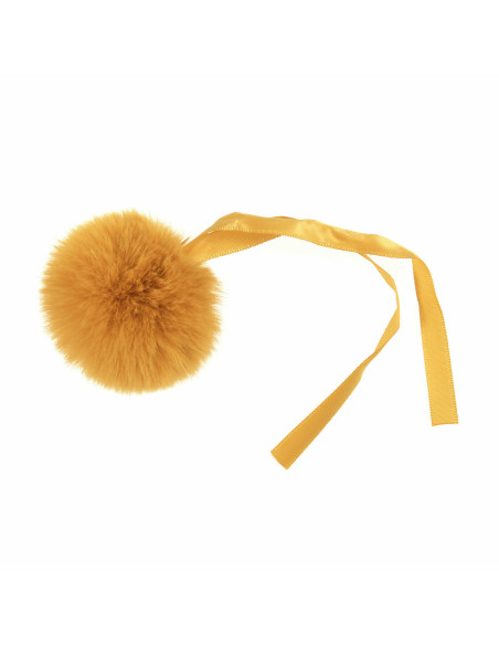 Pompon imitazione pelliccia 6 cm - Senape