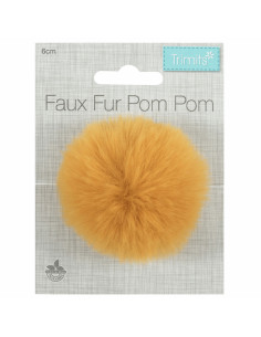 Pompon imitazione pelliccia 6 cm - Senape 2