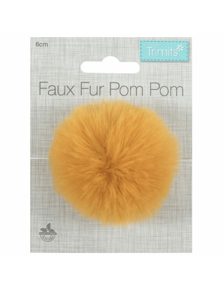 Pompon imitazione pelliccia 6 cm - Senape