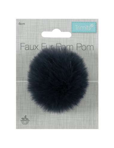 Pompon imitazione pelliccia 6 cm - Blu marino