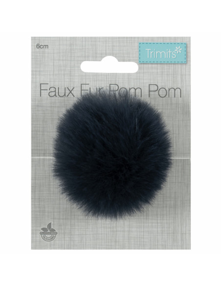 Pompon imitazione pelliccia 6 cm - Blu marino