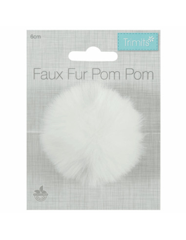 Pompon imitazione pelliccia 6 cm - Bianco