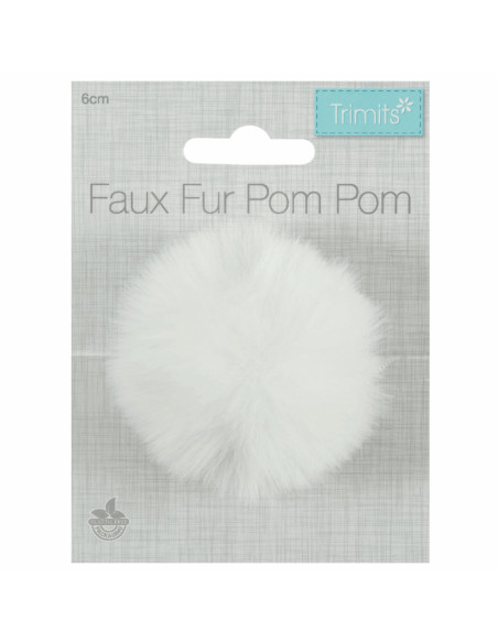 Pompon imitazione pelliccia 6 cm - Bianco
