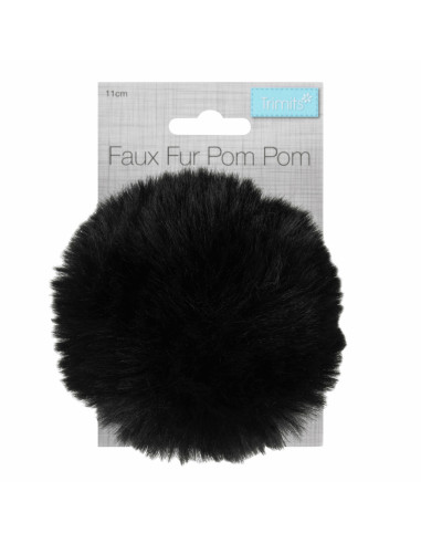Pompon imitazione pelliccia 11 cm - Nero