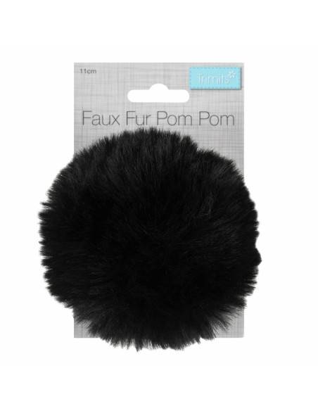 Pompon imitazione pelliccia 11 cm - Nero