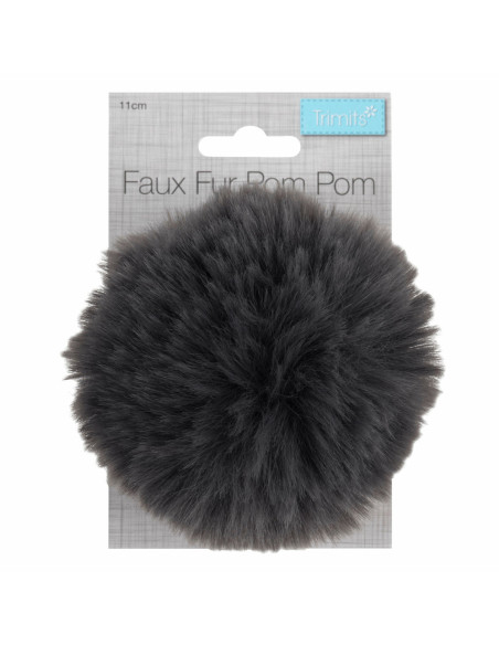 Pompon imitazione pelliccia 11 cm - Grigio