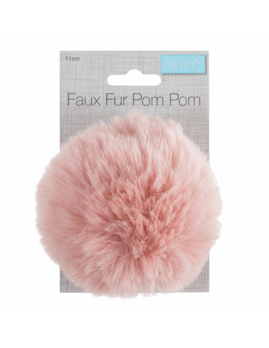 Pompon imitazione pelliccia 11 cm - Rosa chiaro
