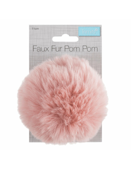 Pompon imitazione pelliccia 11 cm - Rosa chiaro