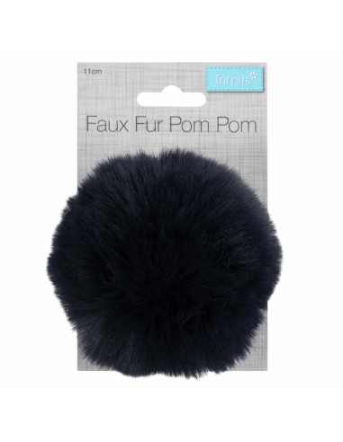 Pompon imitazione pelliccia 11 cm - Blu marino