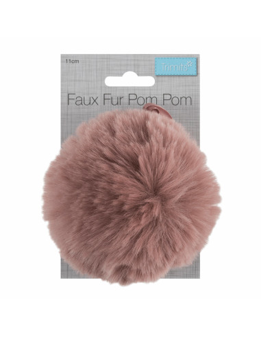 Pompon imitazione pelliccia 11 cm - Rosa antico