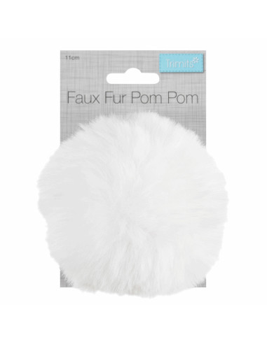 Pompon imitazione pelliccia 11 cm - Bianco