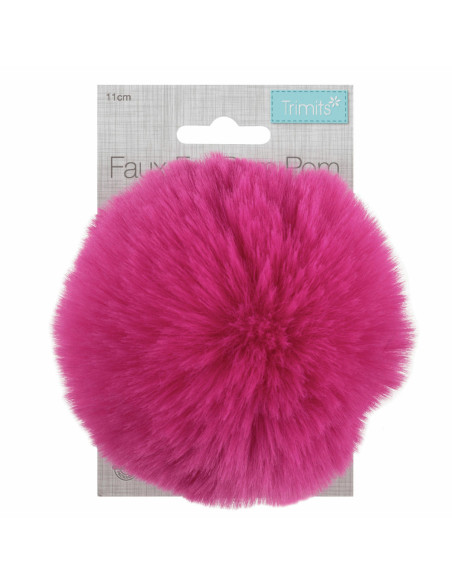 Pompon imitazione pelliccia 11 cm - Ciliegia