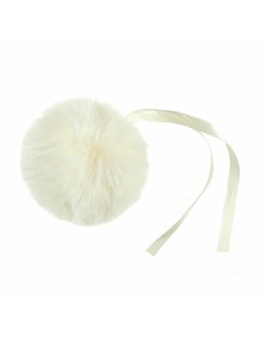 Pompon imitazione pelliccia 11 cm - Crema